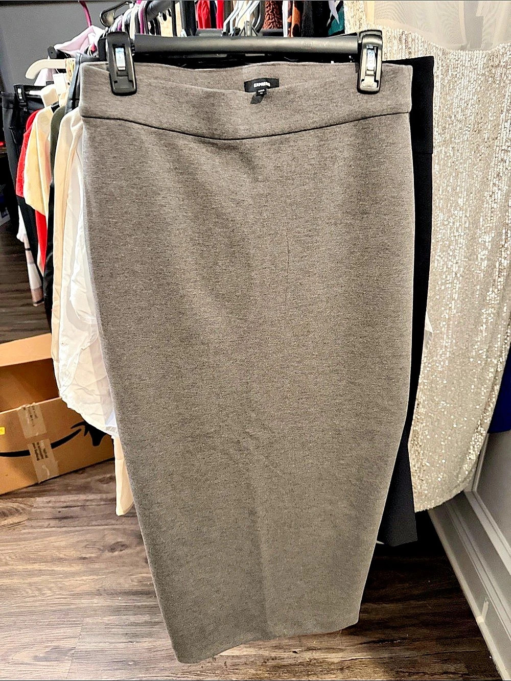 Express Gray Midi Skirt